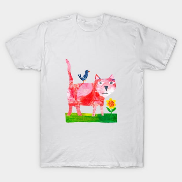 Pink Cat T-Shirt by Tracey English